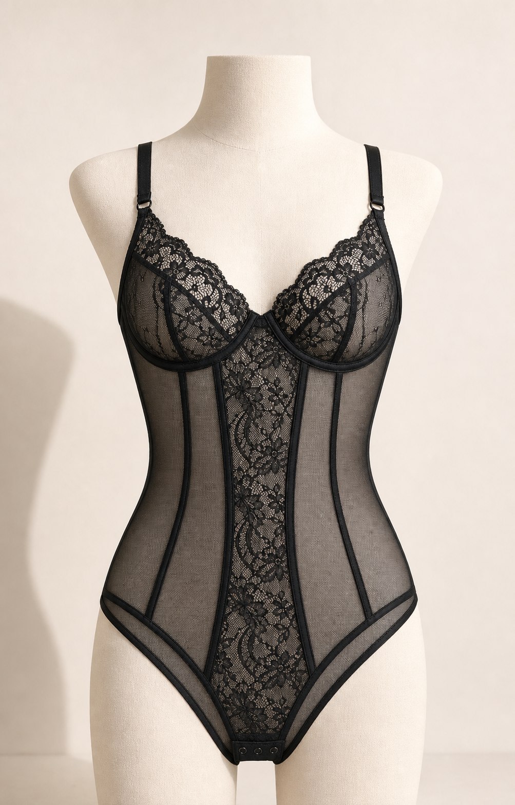 Black mesh bodysuit product photo