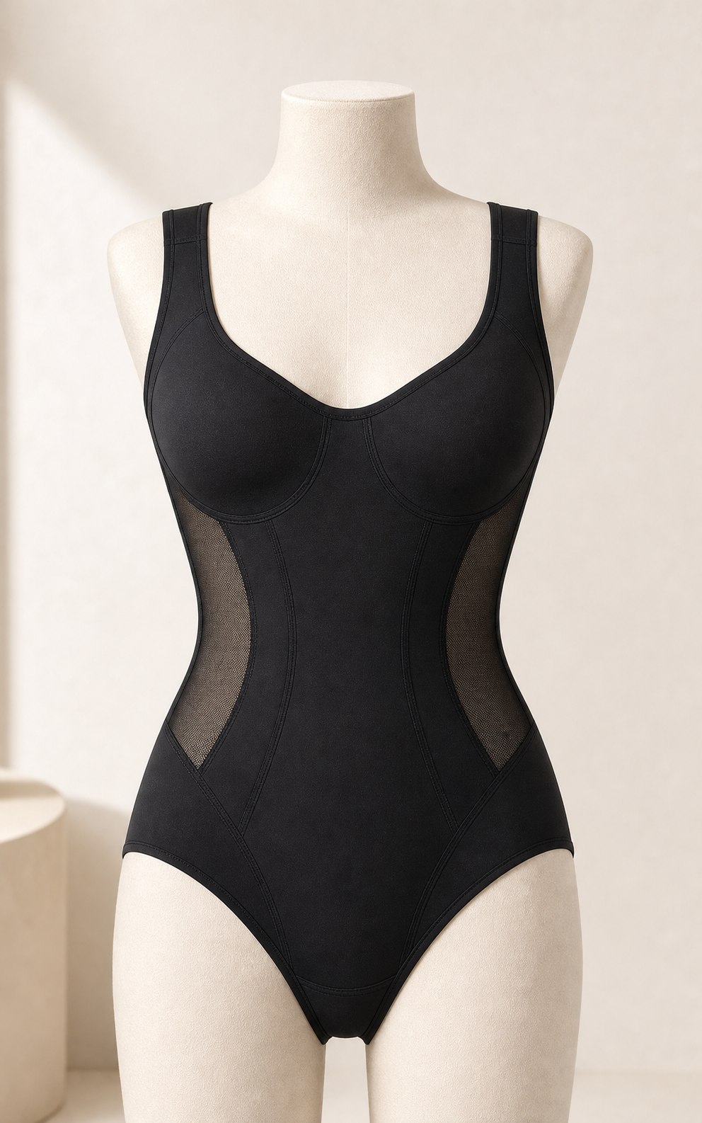 Black sculpting shapewear bodysuit product photo